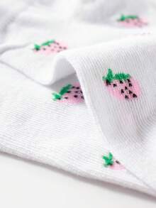 10 雙/套 女用櫻桃草莓圖案短襪,柔軟舒適透氣,休閒可愛,適合日常穿著 - 彩色 - 查看 7