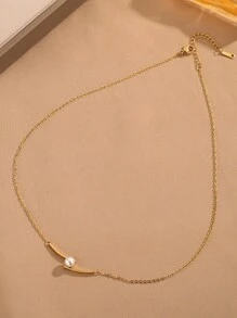 1pc X Shape Necklace Stainless Steel Gold Color Necklace For Women - Yellow Gold - View 5