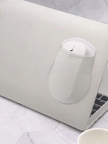 1pc Self-Adhesive Mouse Storage Bag Laptop Back Sticker Storage Bag Traceless Elastic Mouse Bag For Business,Travel,School,College,Office - Grey - View 2