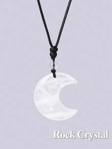 1件装灵气疗愈新月水晶项链天然石吊坠虎眼石紫水晶粉晶黑曜石蛋白石绳编项链 H092 - Necklace - 查看 15