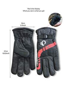 1雙戶外運動手套,加厚防水防風觸屏滑雪手套 - 黑色 - 查看 2