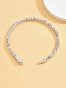 Fashionable And Personalized New Rhinestone-Studded Short Snake-Shaped Collarbone Chain - Silver - View 4