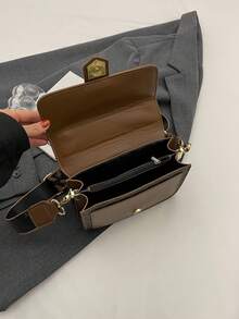 Plaid/Checkered Floral Patterned Small Square Bag For Women, Double-Layer Pu Handheld & Crossbody Bag With Twist Lock, Elegant And Versatile, Suitable For Daily Use - Brown - View 10