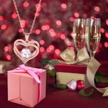 肥皂玫瑰雙愛心吊墜項鍊適合母親、女友、妻子、女兒、最好的朋友、情人節、週年紀念、母親節、聖誕節、生日禮物 - 白色 - 查看 4