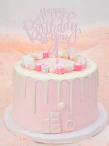6入組生日快樂蛋糕裝飾,蛋糕插牌派對必備 - 粉色 - 查看 4