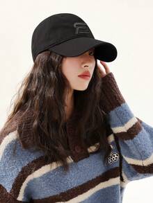 四季原創男女新款棒球帽,韓式風格,防曬,拉提臉部,小字母遮陽帽 - 灰色 - 查看 2