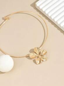 时尚金属颈链，配以金花吊坠，优雅奢华，适合情人节、妈妈、母亲、母亲节、礼物 - 金黃色 - 查看 8