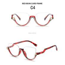 1pc Triangle Cat Eye Anti-Blue Ray Half-Frame Diamond-Embeddedoptical Glasses Frame Retro Chic Eyewear For Women - Multicolor - View 10