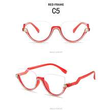 1pc Triangle Cat Eye Anti-Blue Ray Half-Frame Diamond-Embeddedoptical Glasses Frame Retro Chic Eyewear For Women - Multicolor - View 11