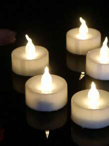 暖黃 / 白燈光無火led茶燭：24入組電池供電假蠟燭,含電池,無香味,適用於季節性和節日慶祝活動,模擬真實蠟燭的閃爍 - 白色 - 查看 3