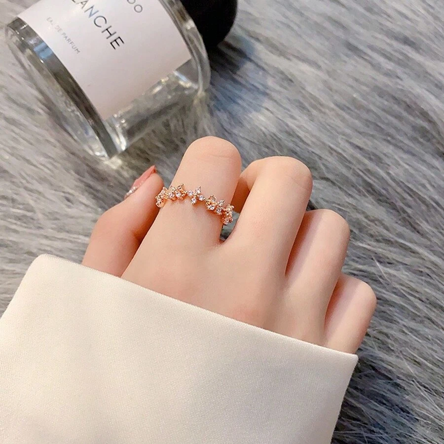 1 件可調節三葉草形開口戒指 - 送給女朋友的最佳情人節禮物,優雅奢華 - 四葉草 - 查看 1