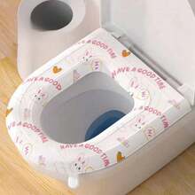 Universal Waterproof Toilet Seat Cover With Suction Cups For Home, Adhesive Pad, Water-Washable, Disposable Toilet Cover For Travel - White - View 3