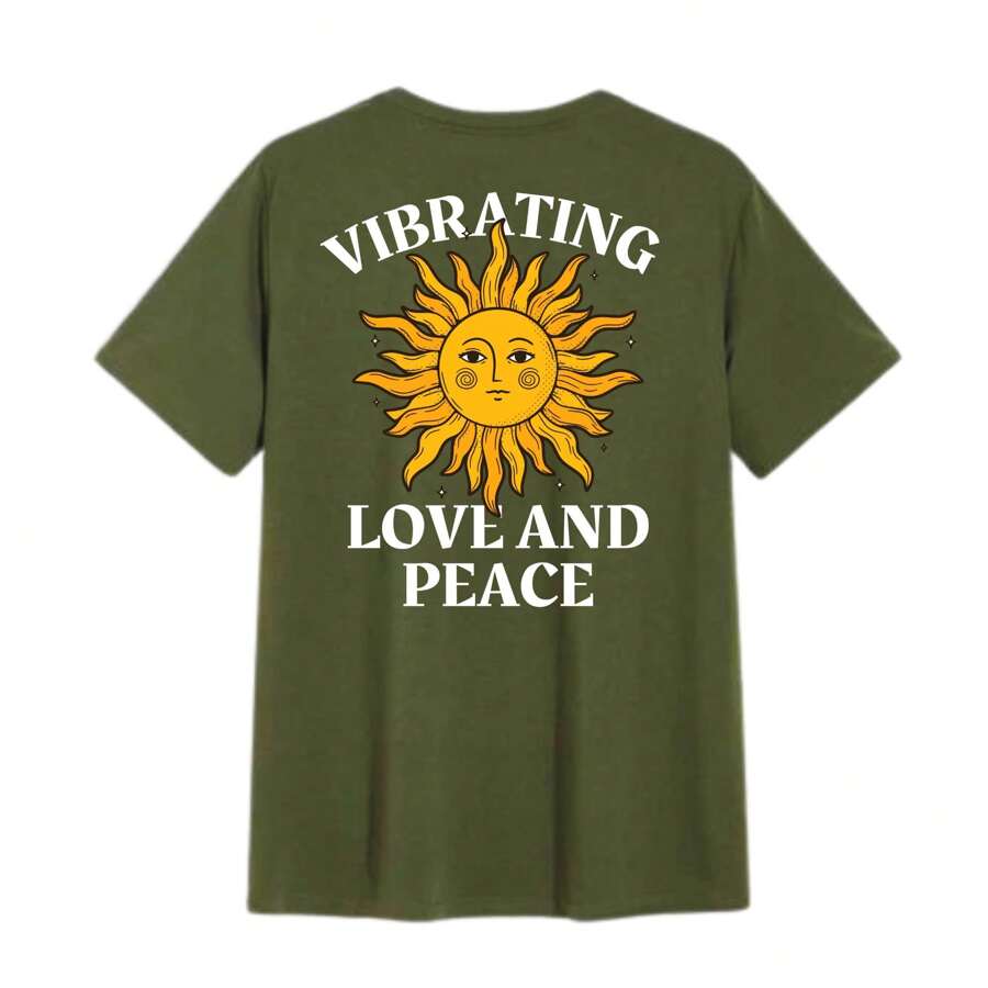 Camiseta Feminina Estampada Paz e Amor T-Shirt Gola redonda