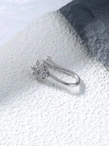 Nooxian 1pc Star Shaped Nose Ring U Shape, Tiny Inlaid, Fake Nose Piercing For Women - Silver - View 2