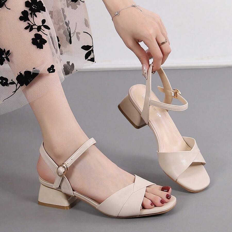 Mùa hè Nàng tiên Phong cách Của phụ nữ Giày cao gót Dép xăng đan Với Tươi & Thanh lịch Thiết kế - Màu be - Xem 1