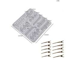 髮夾樹脂模具,含有10個金色髮夾配件,髮夾矽膠模具,珠寶環氧樹脂模具,用於製作吊墜項鍊耳環 - 白色 - 查看 9