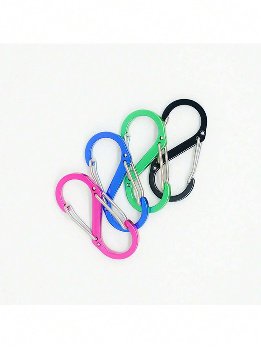 1 PSC S Outdoor Aluminum Alloy 8-Type Buckle, Multifunctional Steel Wire Buckle, Camping Portable Backpack Spring Quick Hanging Lock Buckle, Steel Wire Spring Buckle Used For Luggage, Toys, Water Bottles, Backpacks, Key Buckle Rings, Etc - Large Random Color - View 1