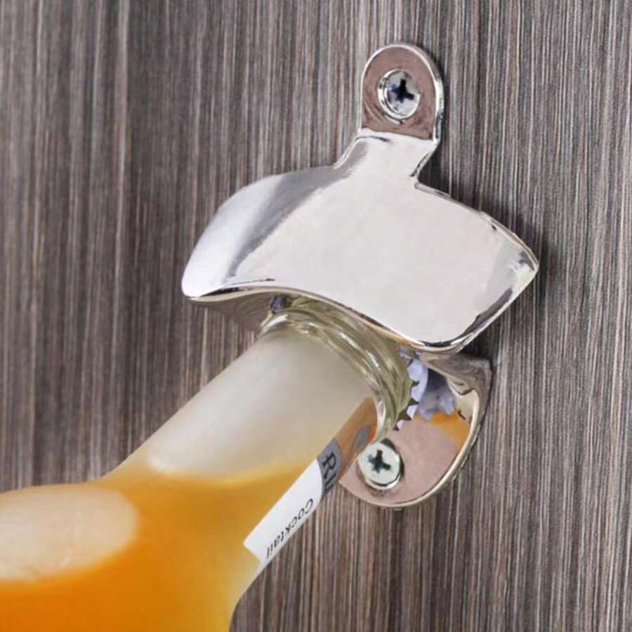 1pc Wall Mountable Beer Bottle Opener, Vintage Red Thick CrossBorder