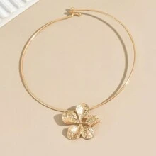 时尚金属颈链，配以金花吊坠，优雅奢华，适合情人节、妈妈、母亲、母亲节、礼物 - 金黃色 - 查看 5