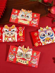 12 件/套農曆新年紅包,附水平銀箔郵票,非常適合農曆新年派對、派對禮物 - 彩色 - 查看 5