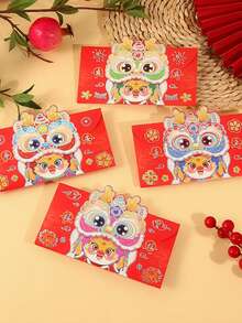 12 件/套農曆新年紅包,附水平銀箔郵票,非常適合農曆新年派對、派對禮物 - 彩色 - 查看 3