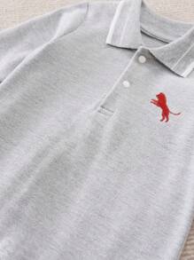 Yierying Baby Boy Embroidery Animal Polo Neck Jumpsuit - Light Grey - View 7