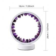 Liuyang 1 Miếng Thạch anh tím thiên nhiên Pha lê Liệu pháp Đèn LED Với 3 Có thể điều chỉnh Màu sắc Và Điều chỉnh độ sáng , Nhà  Trang trí Tròn Hình dạng Đèn - trắng - Xem 2