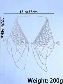 1pc Sexy Flower Shape Rhinestone Body Chain For Women's Beach Bikini Jewelry - Silver - View 3