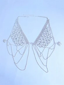 1pc Sexy Flower Shape Rhinestone Body Chain For Women's Beach Bikini Jewelry - Silver - View 2