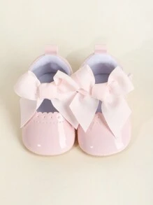 Infant Girls' Bow Knot Design Pu Shoes, Soft Non-Slip Bottom, Spring & Autumn, Fit For 0-18 Months Babies - Pink - View 6