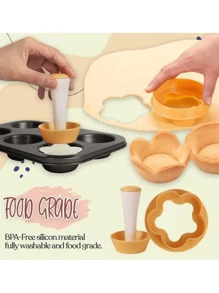 2pcs, Flower Pastry Cutter And Tart Tamper Set - Perfect For Baking Tarts, Cookies, And Biscuit Cutters - Kitchen Gadgets And Accessories - Yellow - View 6