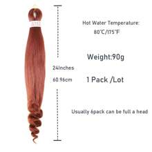 1 Pack 24 Inches Easy Braid Pre Stretched French Curly Braiding Hair Crochet Braids Natural Easy Braid Crochet Hair Hot Water Setting Professional Soft Yaki Straight Hair For Braiding - Ginger - View 4