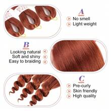 1 Pack 24 Inches Easy Braid Pre Stretched French Curly Braiding Hair Crochet Braids Natural Easy Braid Crochet Hair Hot Water Setting Professional Soft Yaki Straight Hair For Braiding - Ginger - View 6