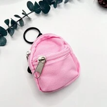 1个迷你拉链背包造型零钱包钥匙扣可爱帆布钥匙链环钱包包挂饰女士女孩礼物 - 彩色 - 查看 16
