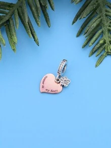 1 顆簡約 925 純銀心型狗爪永遠在我心中二色玫瑰金吊墜珠男女送禮 - Q2849 - 查看 2