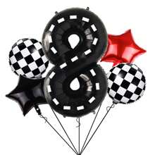 New Design 5pcs Football Themed Green Number Aluminum Foil Balloons For Birthday Party Decoration, 5pcs Retro Racing Car Shaped Aluminum Foil Balloons, Black And White Checkered Theme Balloon Set For Birthday Racing Party Decoration,Christmas