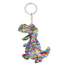 1pc Glitter Gradient Dinosaur Toy Bag Keychain Reflective Double-Sided Dinosaur Glitter Pendant