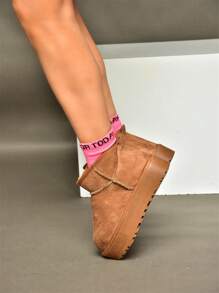 2024 Ankle-High Snow Boots For Women - Suede Water Resistant Winter Boots With Memory Foam And Faux Fur Lining - Hippy - 駝色 - 查看 2