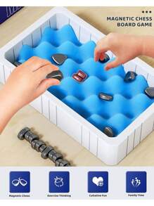 Magnetic Chess Game Set,Magnetic Game Magnetic Chess Game With Rocks,Magnetic Stones Game Magnetic Chess Game With Stones,Magnet Chess Game Magnet Game With String (Some Parts Are Sent Random)) - Grey - View 2