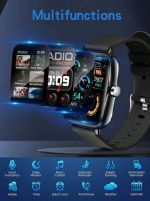 Eytlptoc 男女大螢幕智慧手錶（撥打/接聽電話）,適用於android和ios手機的防水運動健身手錶,具有24小時心率/多種運動模式/血氧/體溫/跑步等... - 黑色 - 查看 5