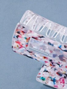 1pc Colored Marble Pattern & Elegant Large Hair Claw - Multicolor - View 3