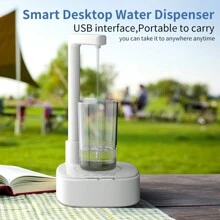 1入組電動瓶裝飲用水泵,5級調節設置帶usb充電,適用於家庭和辦公室使用 - 白色 - 查看 1