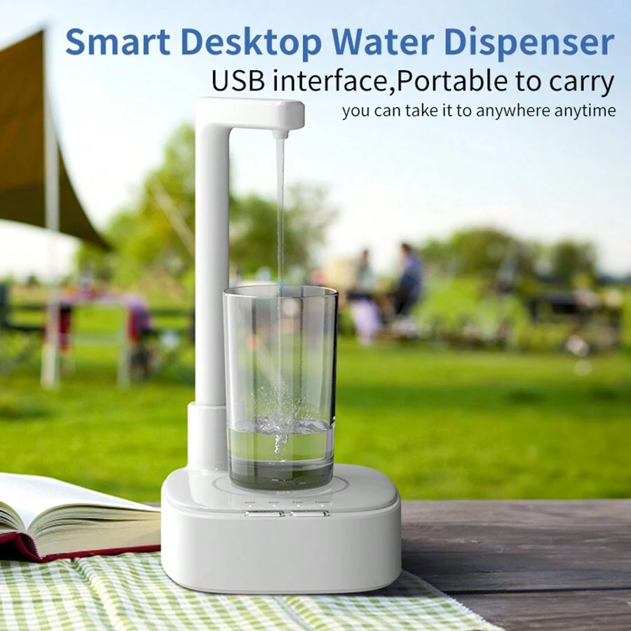 1入組電動瓶裝飲用水泵,5級調節設置帶usb充電,適用於家庭和辦公室使用 - 白色 - 查看 1