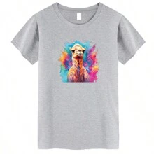 2張彩色動物頭像貼紙,適用於衣服、t恤、夾克、燙印和熱轉印,有彈性和防水性,包括豚鼠、駱駝、鵜鶘、牛頭犬、蝴蝶、獅子、山羊、鯨魚、酷炫水彩貼紙 - C8 - 查看 3