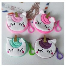 1Pc Japanese And Korean  Children's Cartoon Small Bag Plush Coin Purse Unicorn Can Love Student Pendant Coin Coin Purse - Purple - View 3