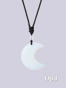 1件装灵气疗愈新月水晶项链天然石吊坠虎眼石紫水晶粉晶黑曜石蛋白石绳编项链 H092 - Necklace - 查看 16