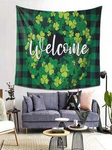 1pc Polyester Wall Tapestry Creative St. Patrick's Day Elements Print Background, Colorful Hanging Cloth, Party Banner Decoration, Suitable For Outdoor Bedroom Living Room With Free Installation Kit - Multicolor - View 7