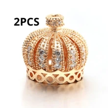 2pcs Jewelry Accessory Brass Cubic Zirconia Spacer Beads - 2 Pieces Of Hat Beads - View 7