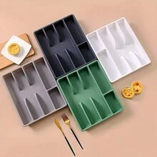 1 件餐具收納盒,附盤子、筷子和刀,適用於廚房抽屜分隔存儲 - 灰色 - 查看 6