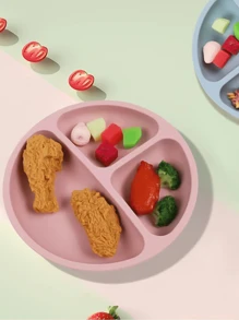 1入嬰兒矽膠食品盤,防滑版本 - 藍色 - 查看 5